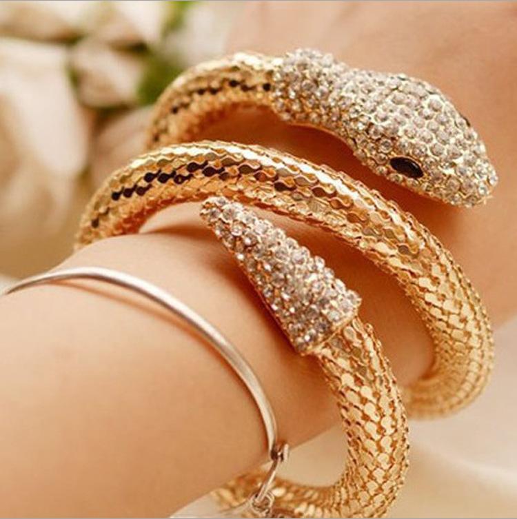 Vintage Multi-Layer Rhinestone Snake Bracelet
