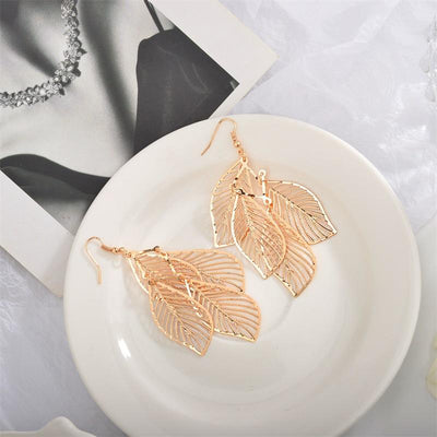 Vintage Multi-layer Leaf Tassel Earrings for Women