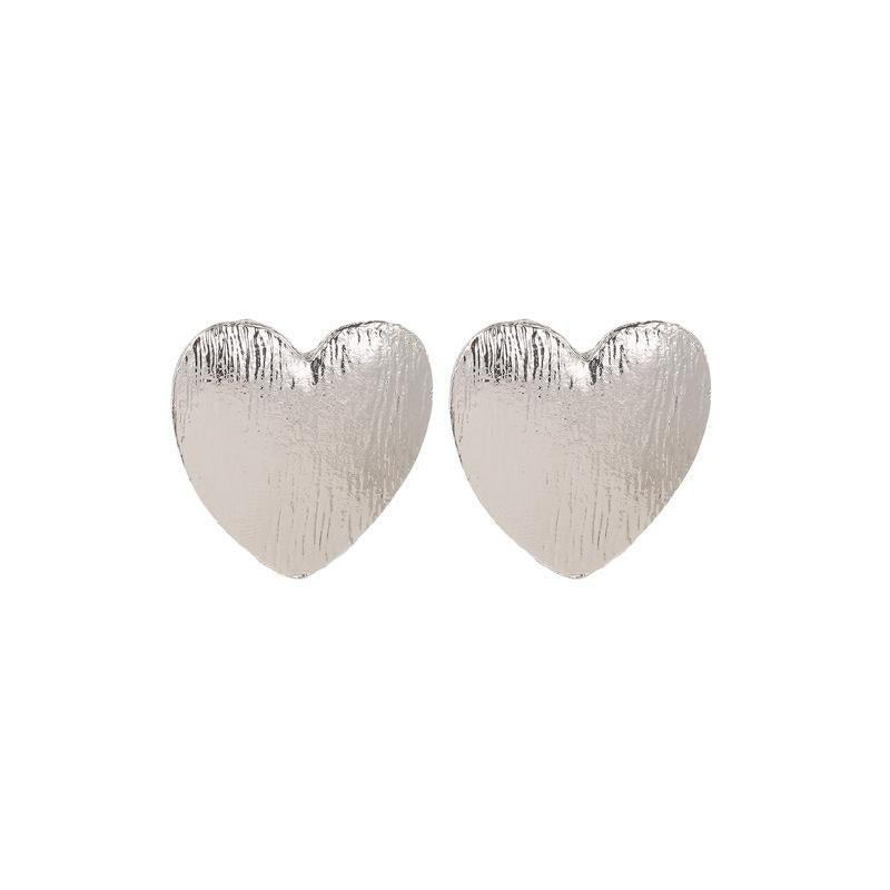 Vintage Matte Alloy Heart Earrings - Retro Statement Fashion Jewelry