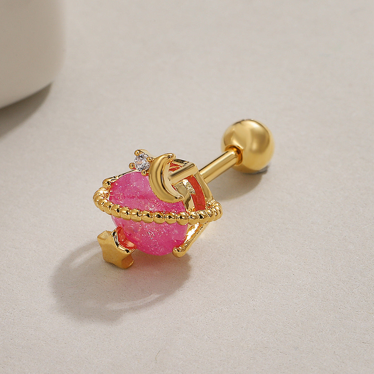 Vintage Zircon Butterfly Flower Heart Copper Screw Earrings