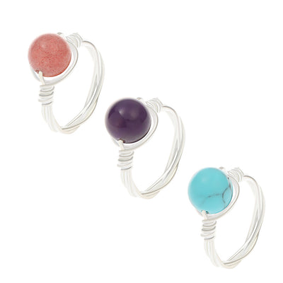 Vintage Style 14K Gold Plated Copper Ring with Natural Stone Beads