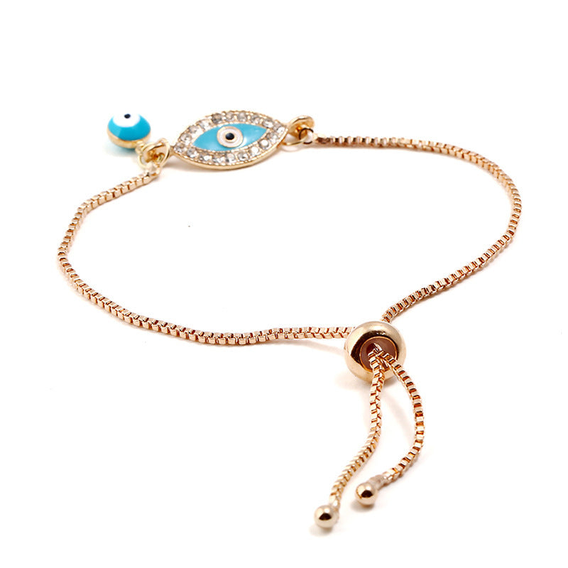 Vintage Gold Evil Eye Enamel Zircon Adjustable Bracelet for Women