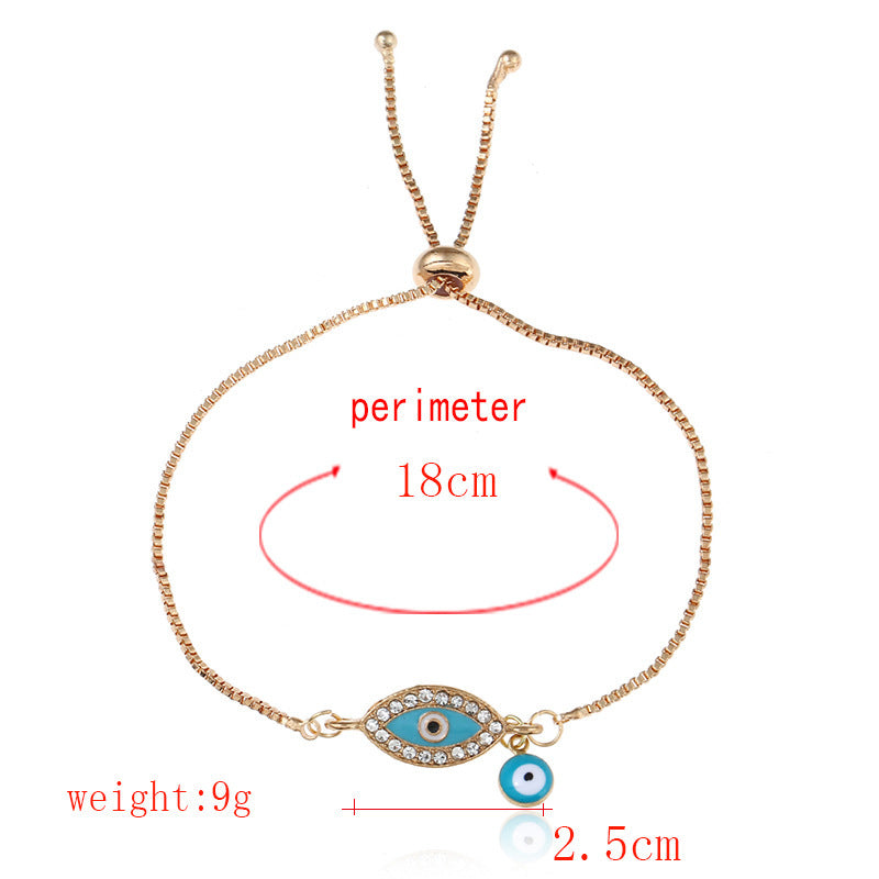 Vintage Gold Evil Eye Enamel Zircon Adjustable Bracelet for Women