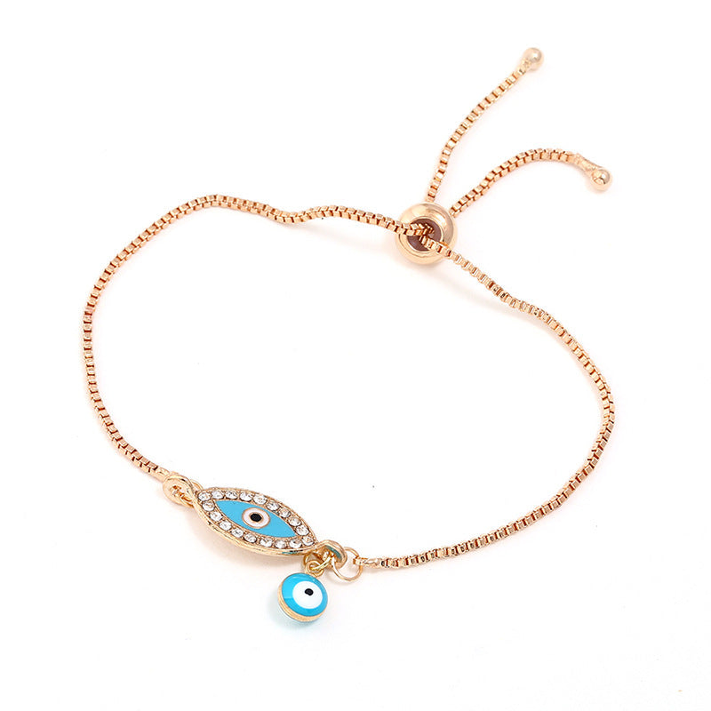 Vintage Gold Evil Eye Enamel Zircon Adjustable Bracelet for Women