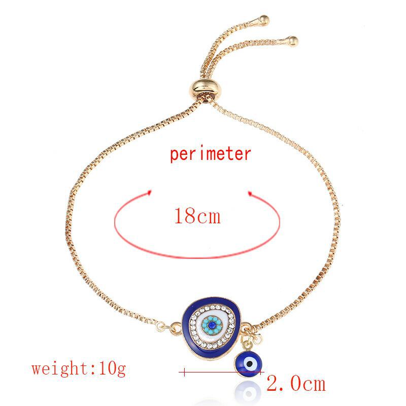Vintage Gold Evil Eye Enamel Zircon Adjustable Bracelet for Women