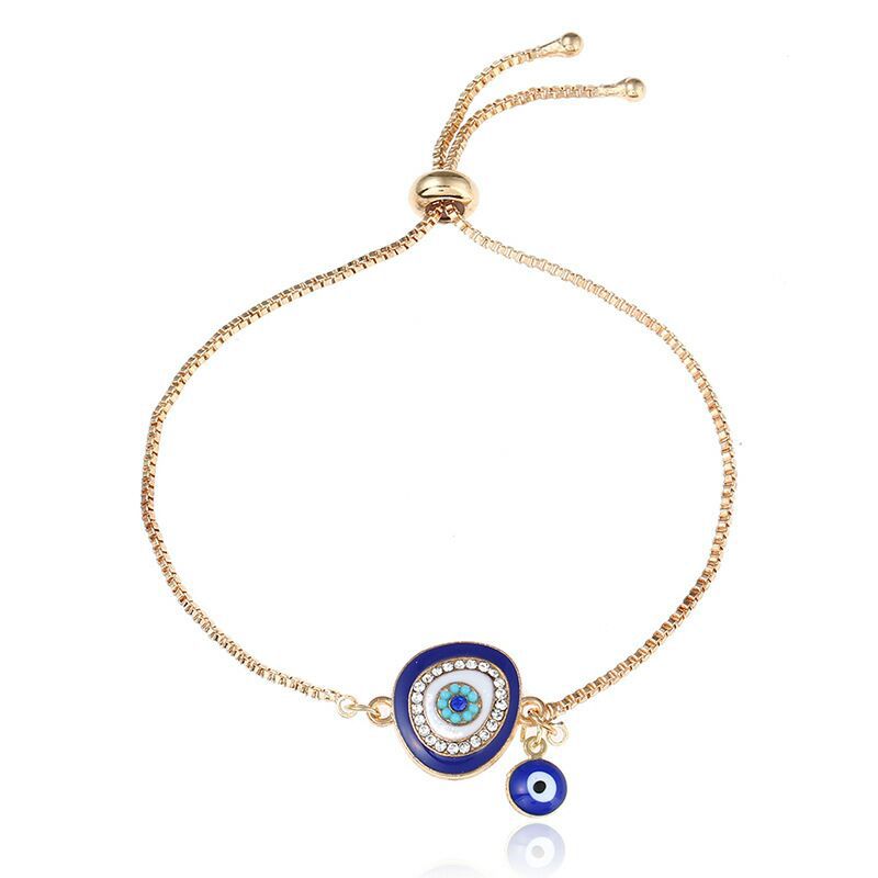 Vintage Gold Evil Eye Enamel Zircon Adjustable Bracelet for Women