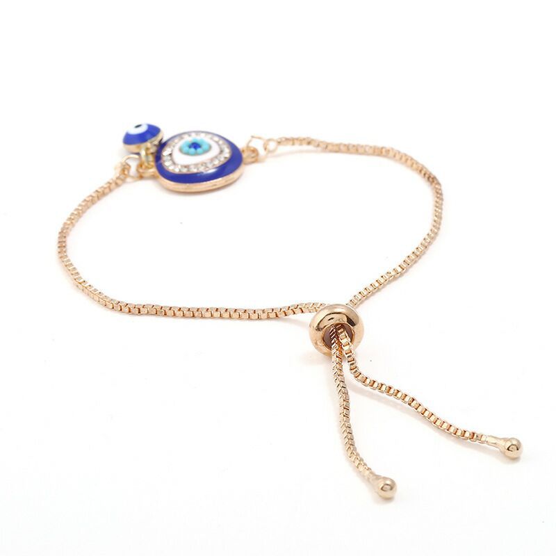 Vintage Gold Evil Eye Enamel Zircon Adjustable Bracelet for Women