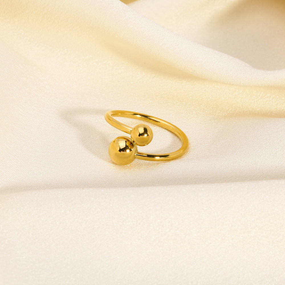 Vintage French Zircon Inlay 18K Gold Plated Open Ring
