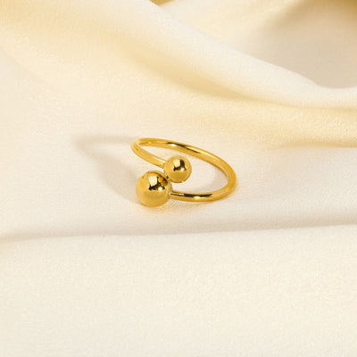 Vintage French Zircon Inlay 18K Gold Plated Open Ring