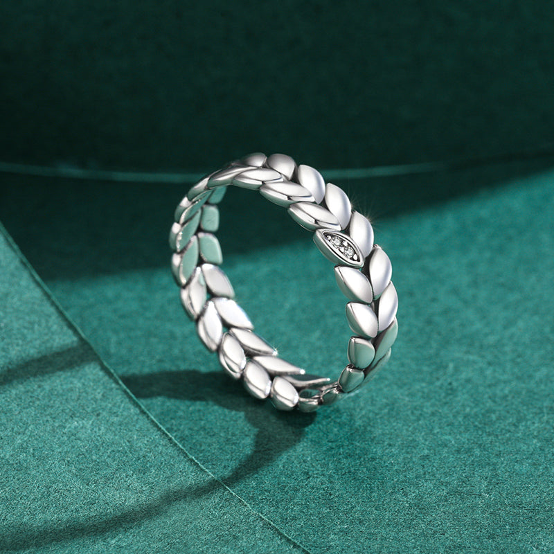 Vintage Leaf Design S925 Sterling Silver Ring and Earring Set