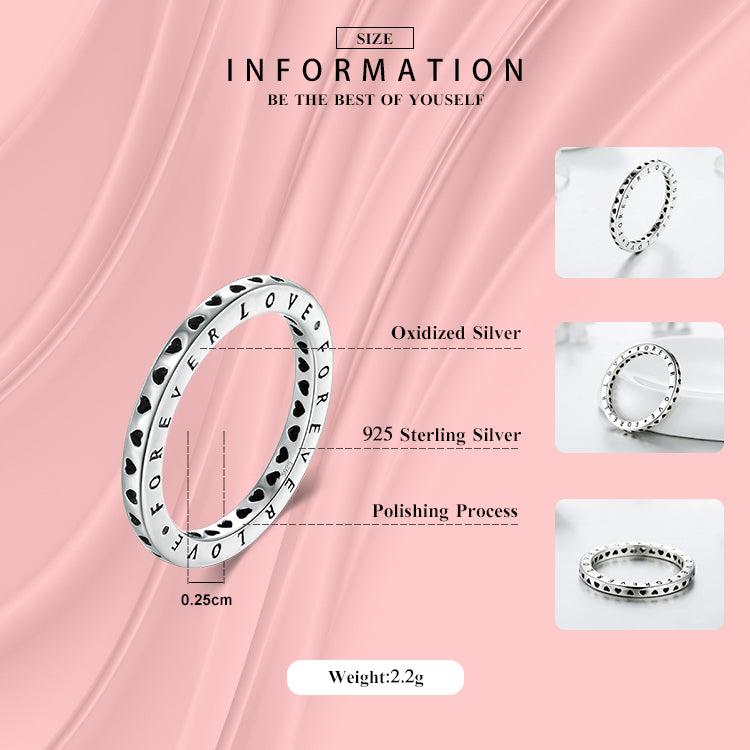 Vintage Romantic Heart Shape Sterling Silver Hollow Out Letter Ring