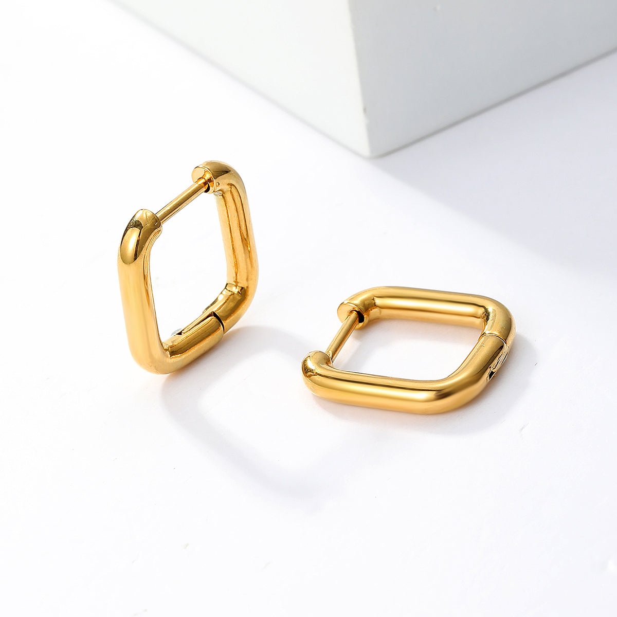 18K Gold Plated Geometric Square Hoop Earrings