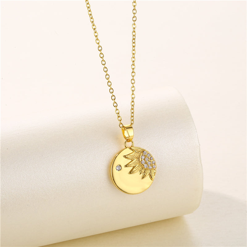 Artistic Geometric Zircon Pendant Necklace in 18K Gold Plated Stainless Steel