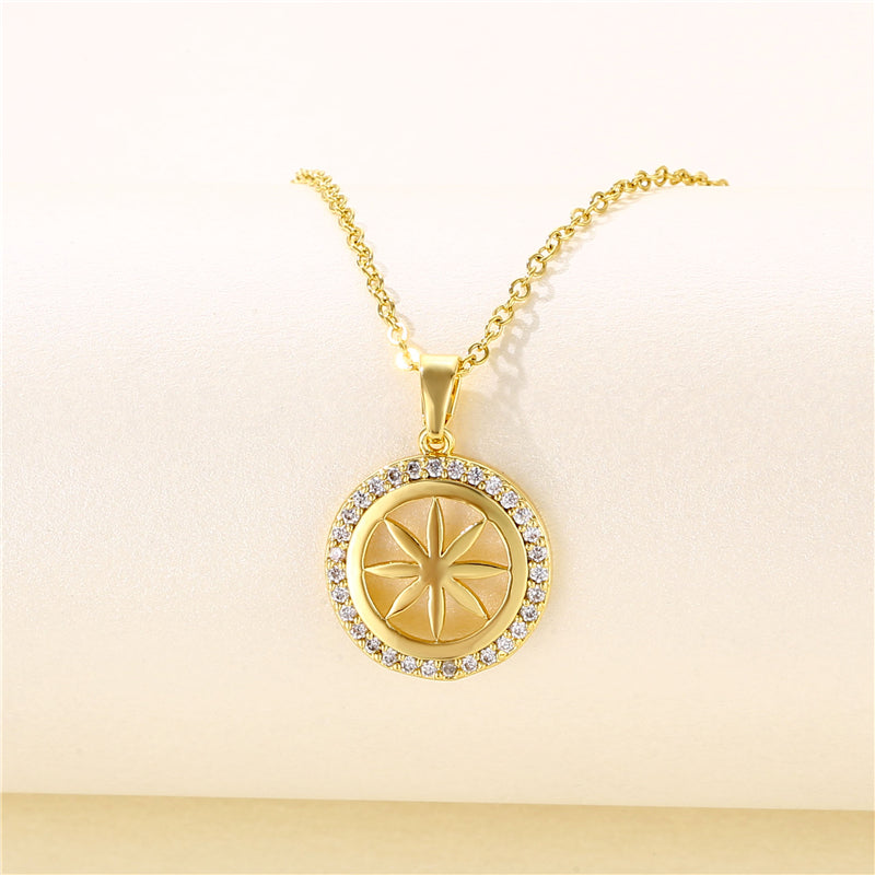 Artistic Geometric Zircon Pendant Necklace in 18K Gold Plated Stainless Steel