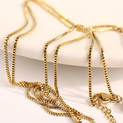 Wholesale Stainless Steel Box Chain Necklace - Multi-Color Plated Simple Layered Design