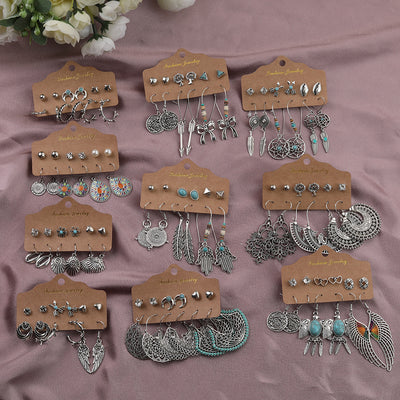 Bohemian Hollow Tassel Earring Set - 6 Pieces