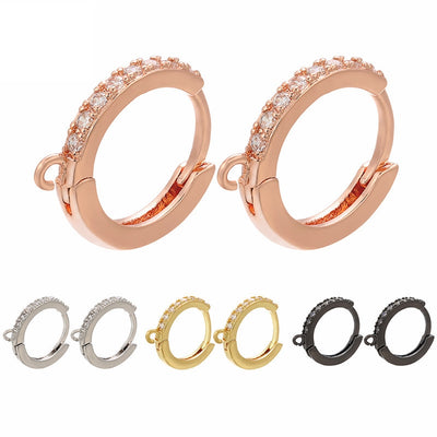 Wholesale Color Micro-inlaid Zircon Copper Ear Clip with DIY Earring Components