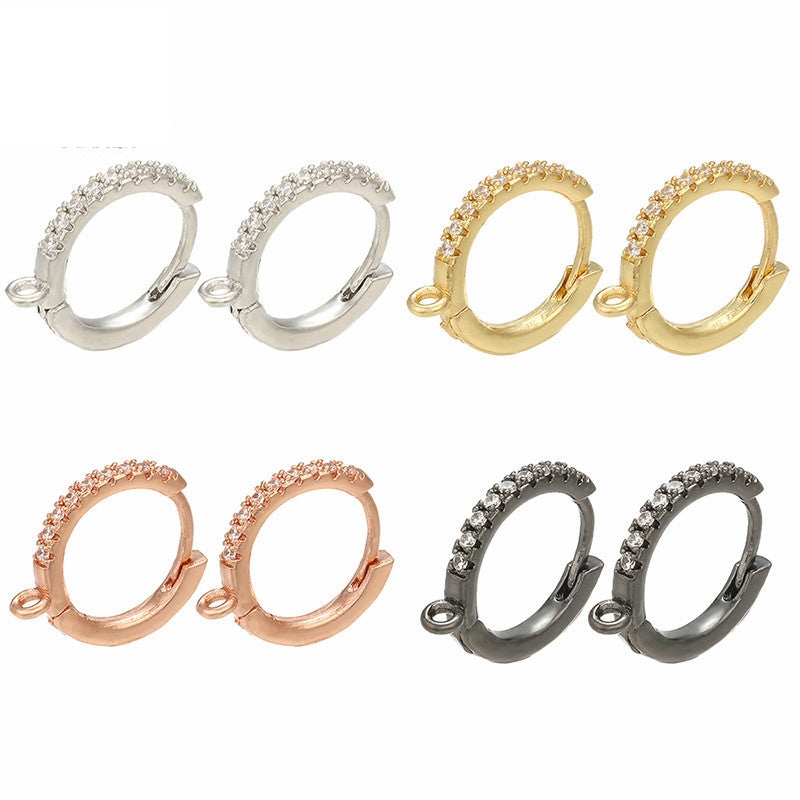 Wholesale Color Micro-inlaid Zircon Copper Ear Clip with DIY Earring Components
