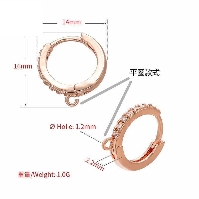 Wholesale Color Micro-inlaid Zircon Copper Ear Clip with DIY Earring Components