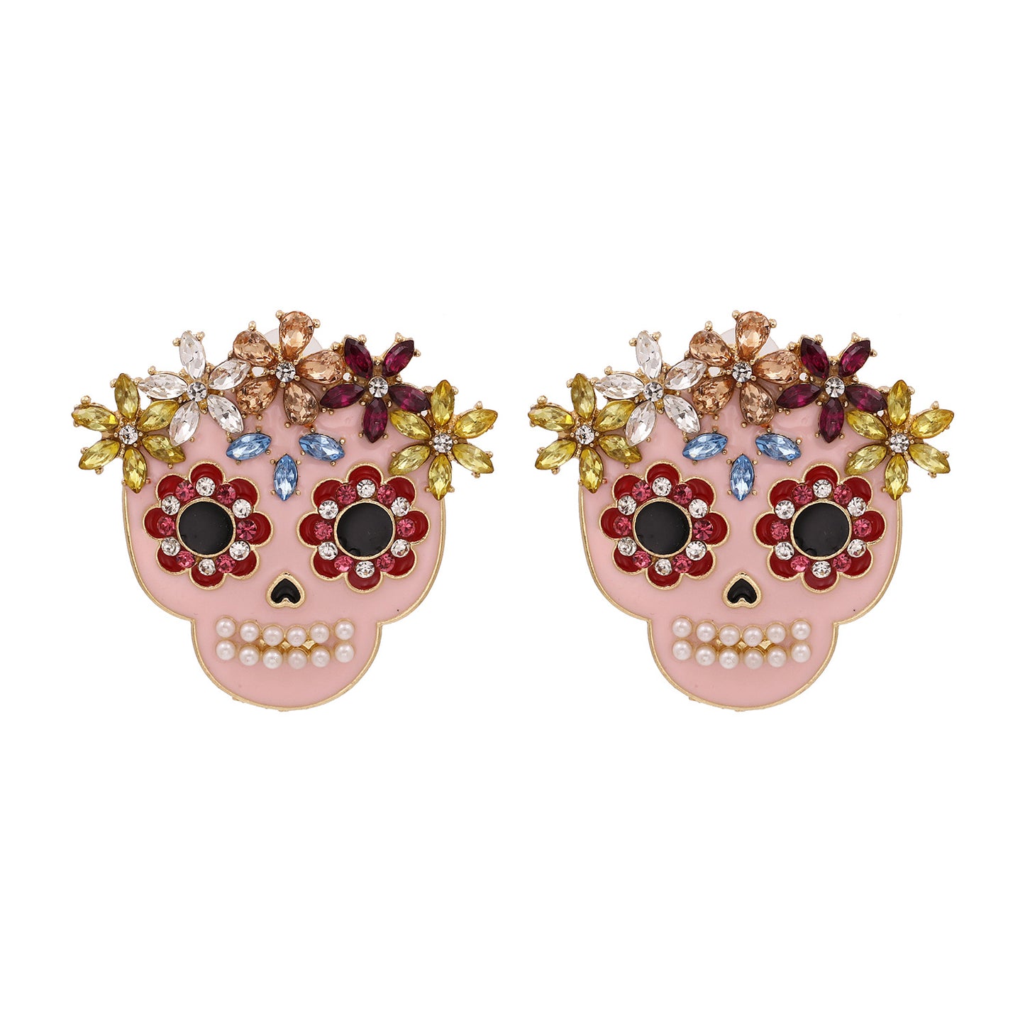 Wholesale Creative Halloween Skull Diamond Stud Earrings