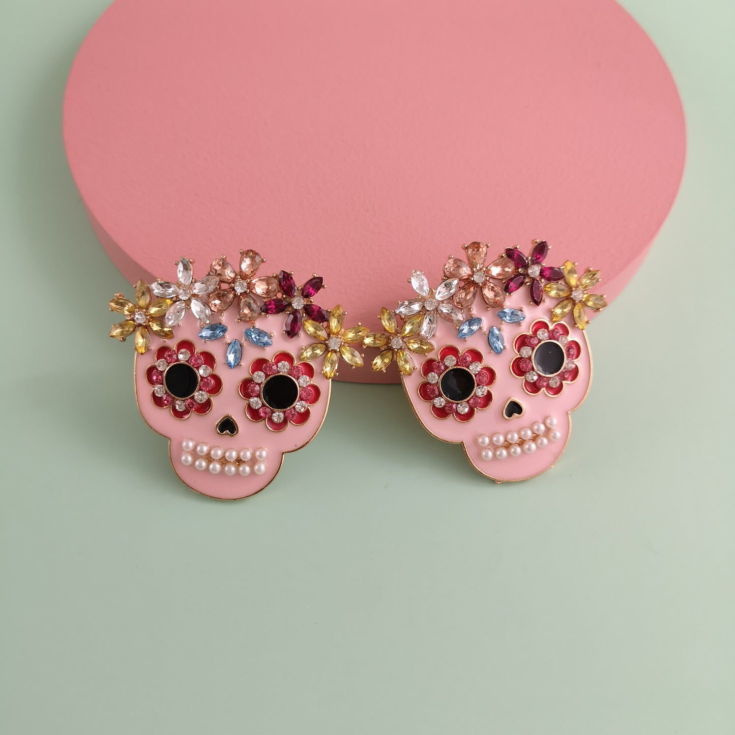 Wholesale Creative Halloween Skull Diamond Stud Earrings
