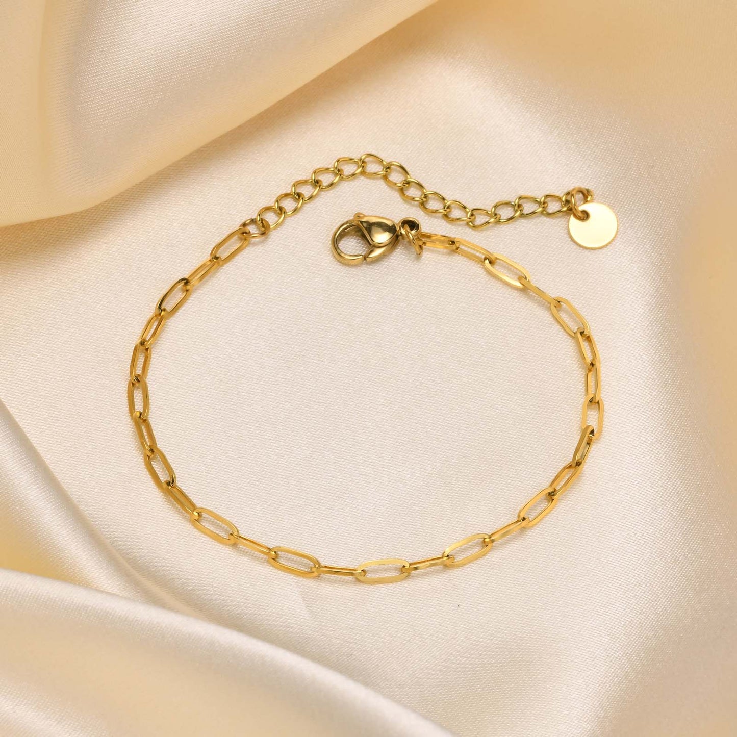 Elegant Geometric 18K Gold Plated Green Zircon Stainless Steel Bracelet