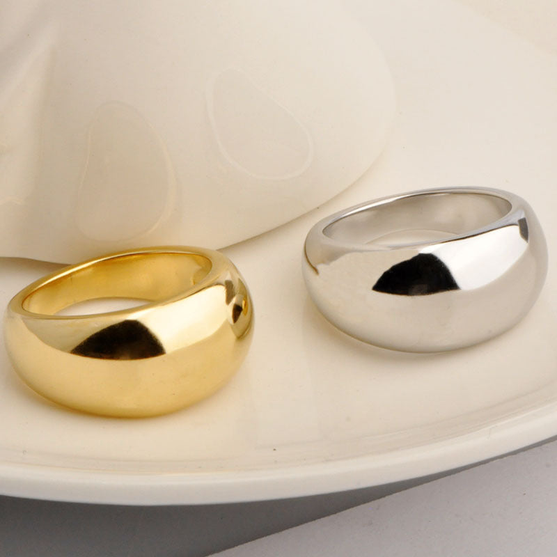 Exaggerated Solid Color Titanium Steel Dome Rings - Minimalist Fashion Statement Jewelry