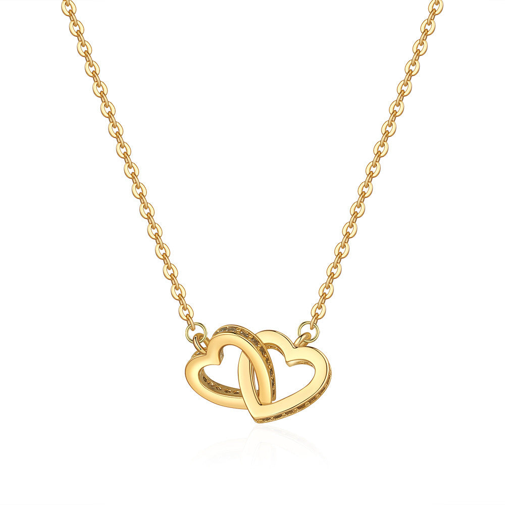 Heart Shape Titanium Steel Double Heart Pendant Necklace - Minimalist Valentine's Jewelry