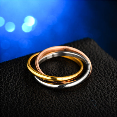 Wholesale Fashion Stainless Steel Geometric Multi-layer Couple Ring