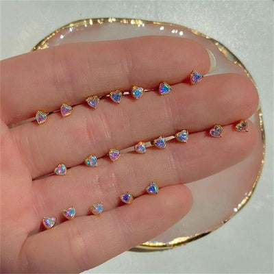 14K Gold Plated Zirconia Stud Earrings with 925 Sterling Silver Opal Helix Design