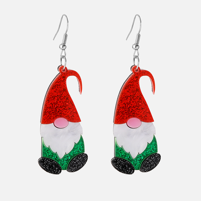 Cute Santa Claus Acrylic Snowflake Drop Earrings - Festive Geometric Design