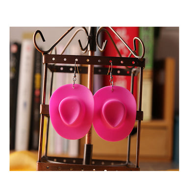 Hip-Hop Disco Ball Straw Hat Metal Earrings - 70s Party Accessory