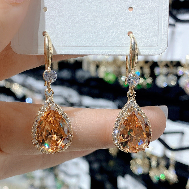 Luxurious Water Droplet Rhinestone Alloy Drop Earrings - Fashion Vintage Style 2022