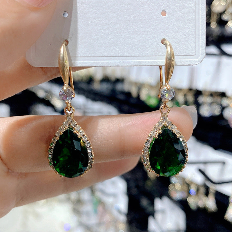 Luxurious Water Droplet Rhinestone Alloy Drop Earrings - Fashion Vintage Style 2022