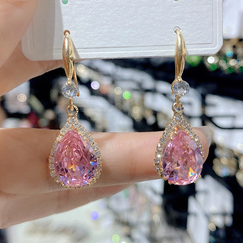 Luxurious Water Droplet Rhinestone Alloy Drop Earrings - Fashion Vintage Style 2022