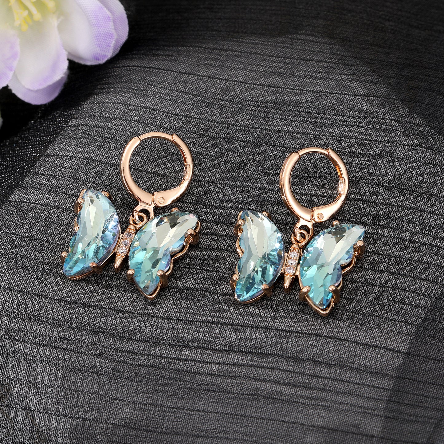 Butterfly Crystal Zircon Hoop Earrings for Women