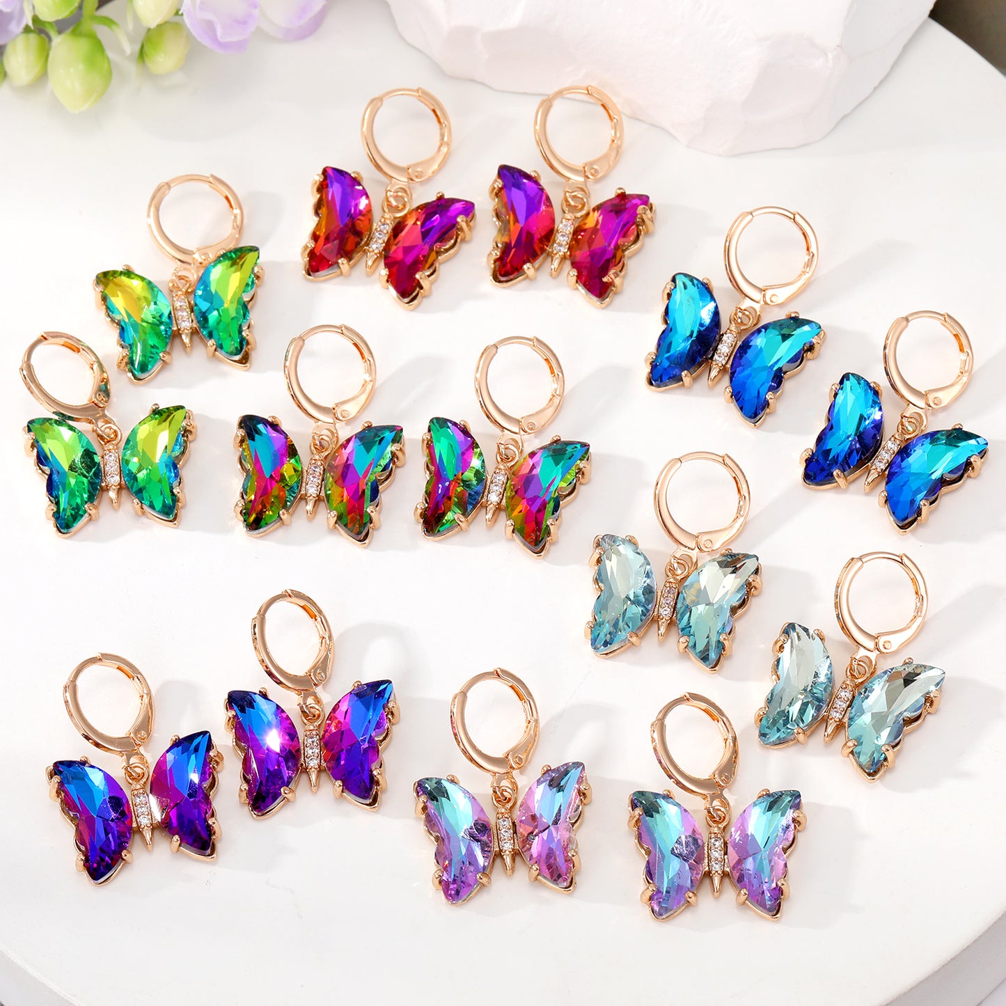 Butterfly Crystal Zircon Hoop Earrings for Women