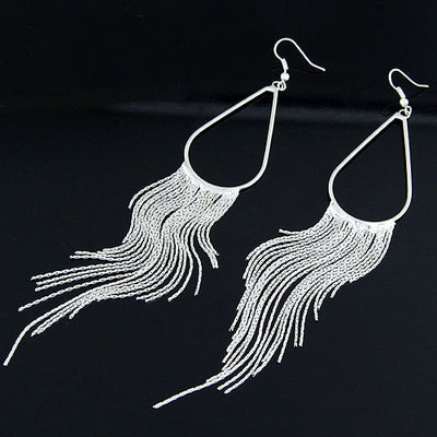 Simple Style Water Droplet Tassel Alloy Earrings