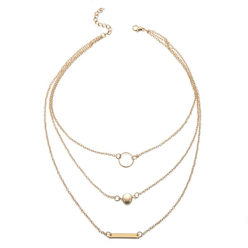 Alloy Geometric Circle Pendant Necklace & Zodiac Symbol Pendant Necklace Set for Women