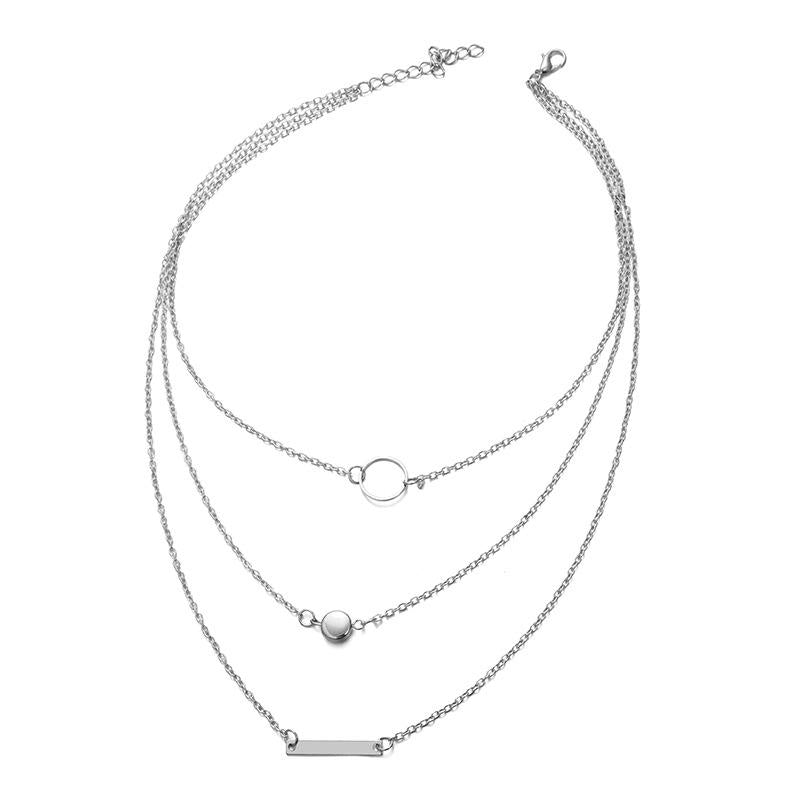 Alloy Geometric Circle Pendant Necklace & Zodiac Symbol Pendant Necklace Set for Women
