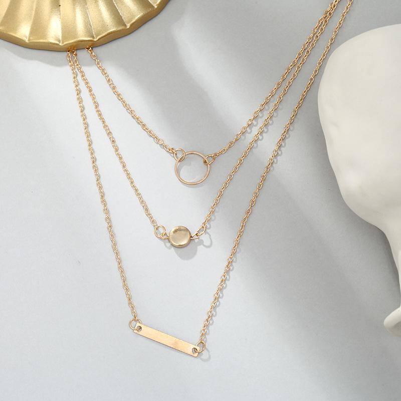 Alloy Geometric Circle Pendant Necklace & Zodiac Symbol Pendant Necklace Set for Women