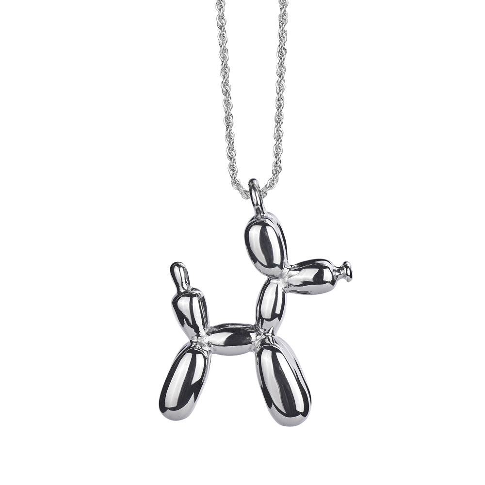Balloon Dog Titanium Steel Necklace - Unique 3D Design Pendant for Women