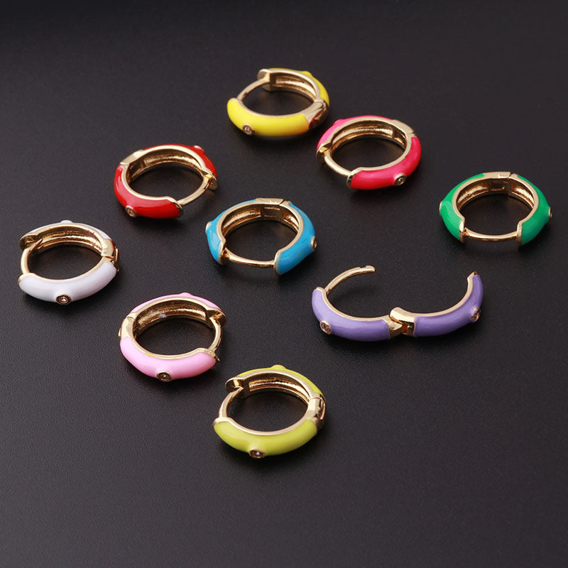 Candy Color Enamel Hoop Earrings for Women
