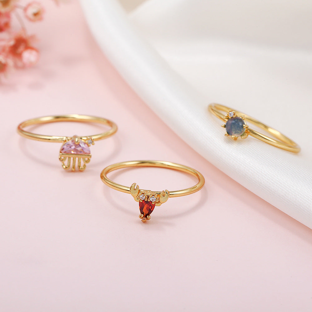 18k Gold Colorful Zircon Marine Animal Ring