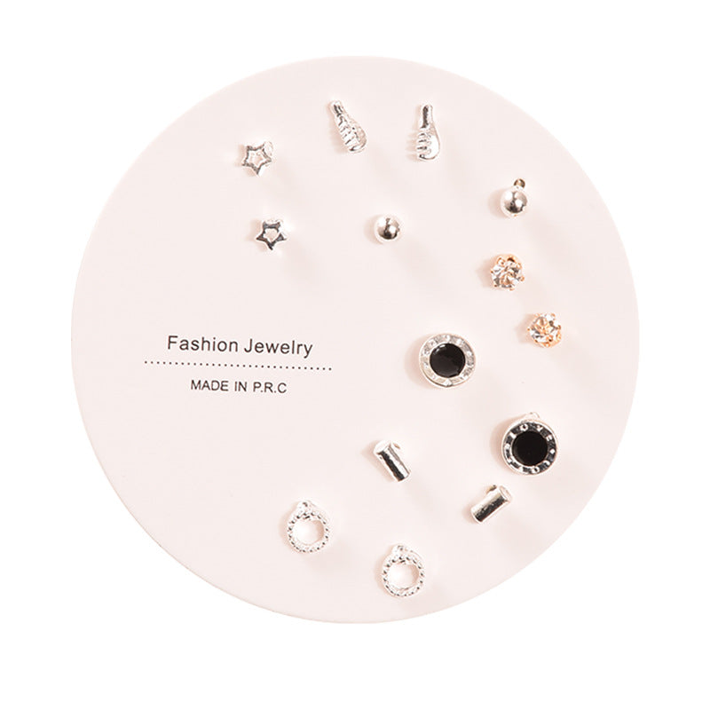 Sterling Silver Minimalist Heart Flower Fruit Stud Earrings Set - Hypoallergenic Design