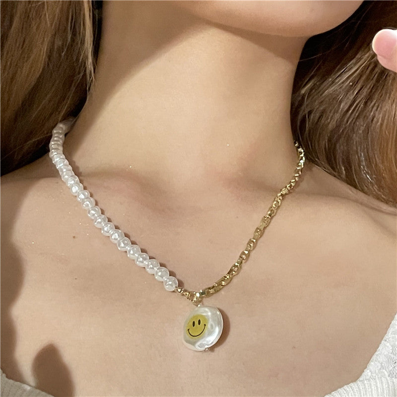 Devil's Eye Smiley Face Pearl Pendant Multi-layer Necklace