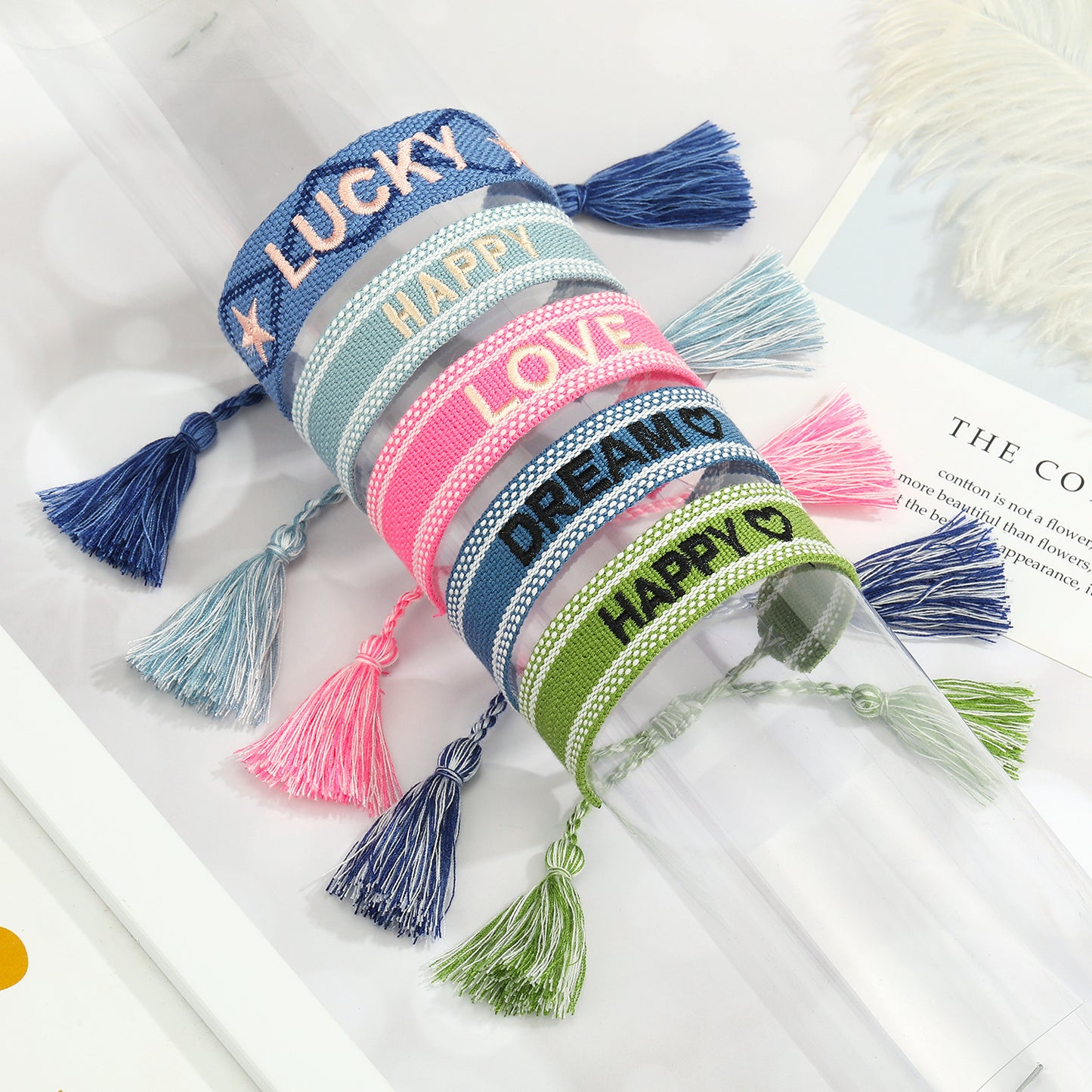 Embroidered Woven Alphabet Tassel Bracelet - Personalized Couple Jewelry