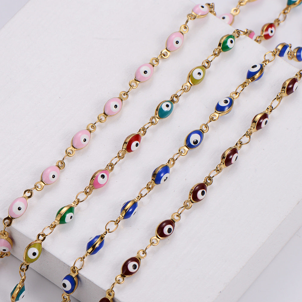 Ethnic Style Evil Eye Titanium Steel Bracelet