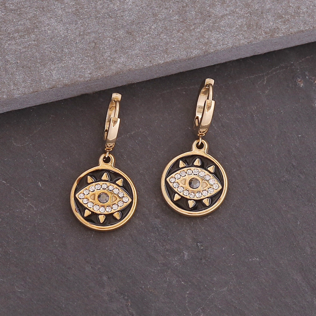 Eye Shape Gothic Titanium Steel Earrings