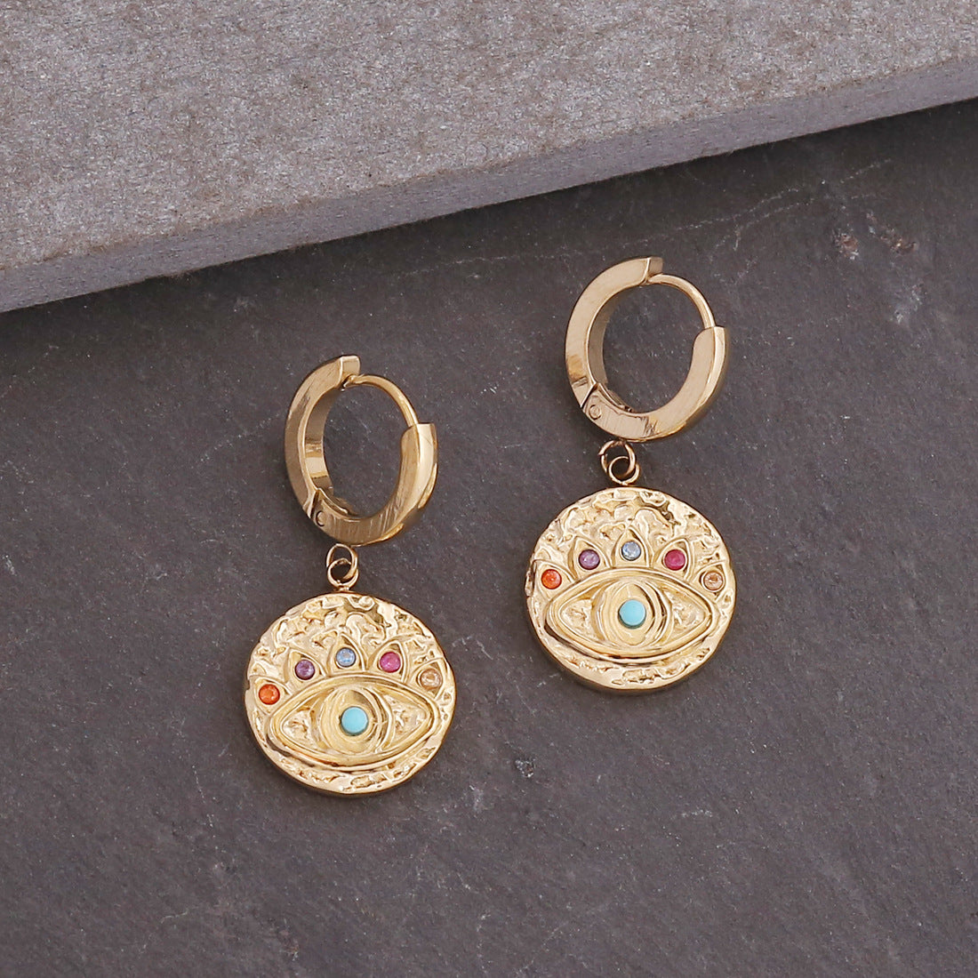 Eye Shape Gothic Titanium Steel Earrings